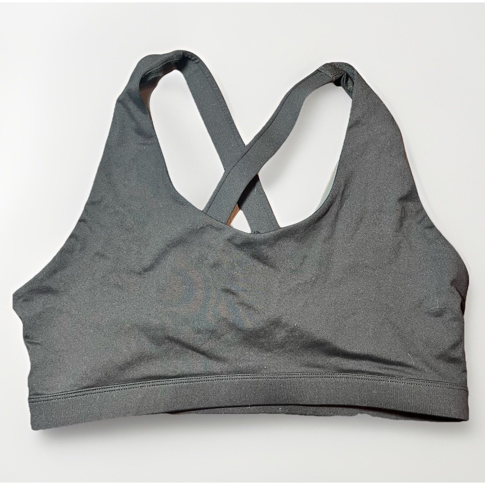 Running Girl CrossBack Strap Sports Bra Size XL Medium Support Grey Workout Gym‎